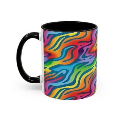 Rainbow Animal Print Mug 11oz 15oz | Fun Coffee Cup | Bold Gift for Color Lovers - Thumbnail 3