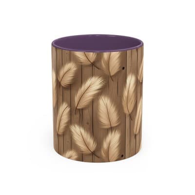 Feather Print Coffee Mug 11oz 15oz | Rustic Calm Gift | Nature Inspired Cup
