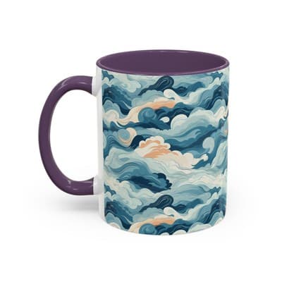 Cloud Pattern Coffee Mug 11oz 15oz | Calm Art Cup for Cozy Moments | Dreamy Gift - Thumbnail 3