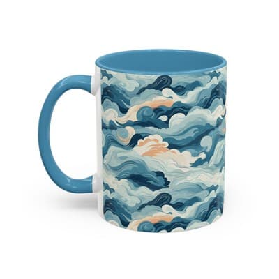 Cloud Pattern Coffee Mug 11oz 15oz | Calm Art Cup for Cozy Moments | Dreamy Gift - Thumbnail 3