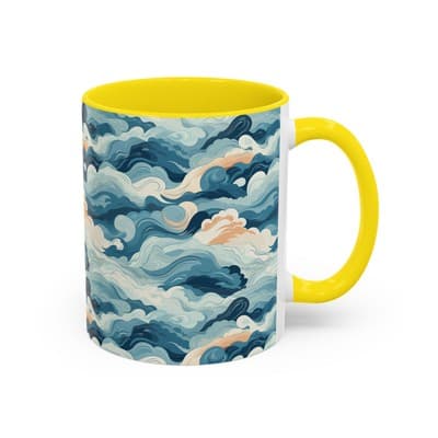 Cloud Pattern Coffee Mug 11oz 15oz | Calm Art Cup for Cozy Moments | Dreamy Gift - Thumbnail 2