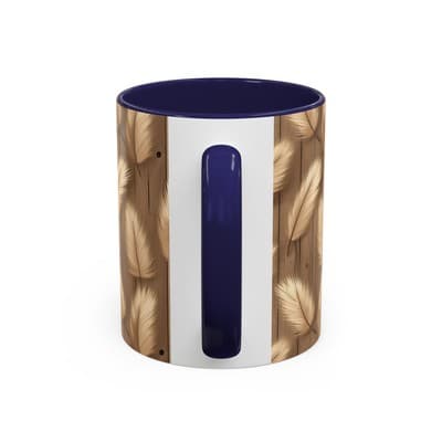 Feather Print Coffee Mug 11oz 15oz | Rustic Calm Gift | Nature Inspired Cup - Thumbnail 4