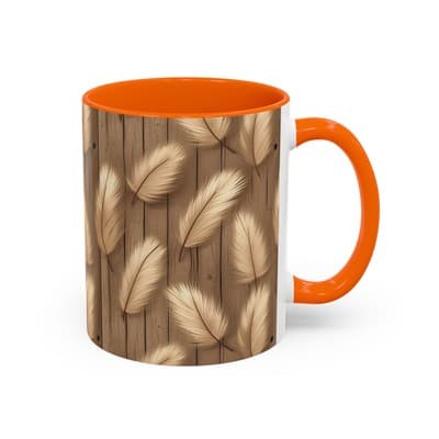 Feather Print Coffee Mug 11oz 15oz | Rustic Calm Gift | Nature Inspired Cup - Thumbnail 2