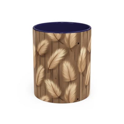 Feather Print Coffee Mug 11oz 15oz | Rustic Calm Gift | Nature Inspired Cup