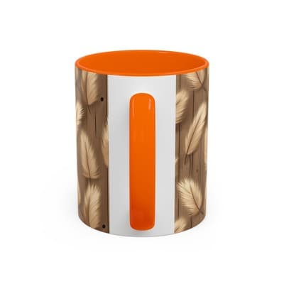 Feather Print Coffee Mug 11oz 15oz | Rustic Calm Gift | Nature Inspired Cup - Thumbnail 4