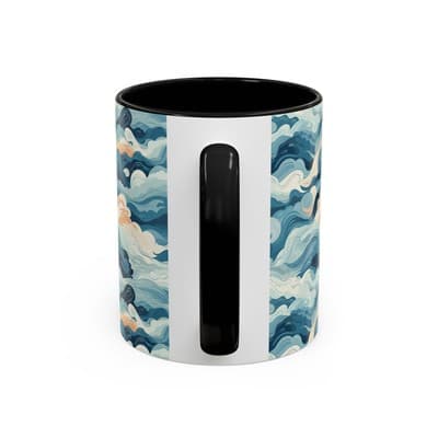 Cloud Pattern Coffee Mug 11oz 15oz | Calm Art Cup for Cozy Moments | Dreamy Gift - Thumbnail 4