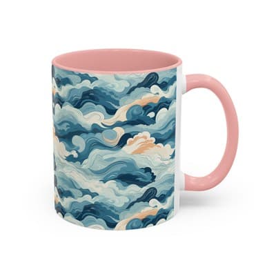 Cloud Pattern Coffee Mug 11oz 15oz | Calm Art Cup for Cozy Moments | Dreamy Gift - Thumbnail 2