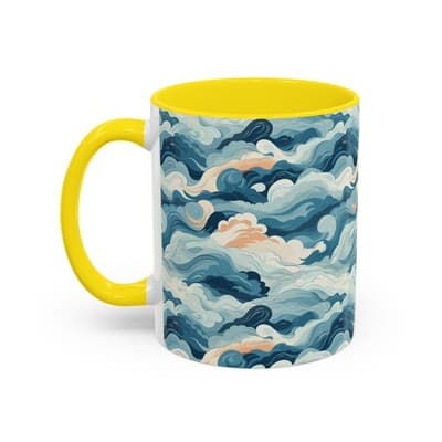 Cloud Pattern Coffee Mug 11oz 15oz | Calm Art Cup for Cozy Moments | Dreamy Gift - Thumbnail 3