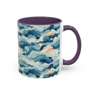 Cloud Pattern Coffee Mug 11oz 15oz | Calm Art Cup for Cozy Moments | Dreamy Gift - Thumbnail 2