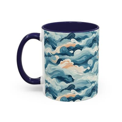 Cloud Pattern Coffee Mug 11oz 15oz | Calm Art Cup for Cozy Moments | Dreamy Gift - Thumbnail 3
