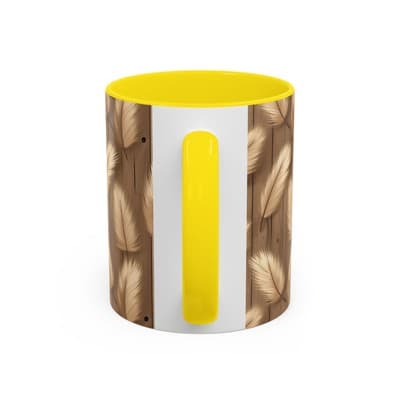 Feather Print Coffee Mug 11oz 15oz | Rustic Calm Gift | Nature Inspired Cup - Thumbnail 4