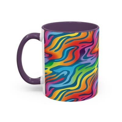 Rainbow Animal Print Mug 11oz 15oz | Fun Coffee Cup | Bold Gift for Color Lovers - Thumbnail 3
