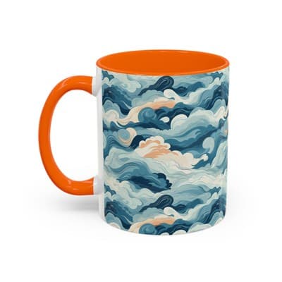 Cloud Pattern Coffee Mug 11oz 15oz | Calm Art Cup for Cozy Moments | Dreamy Gift - Thumbnail 3