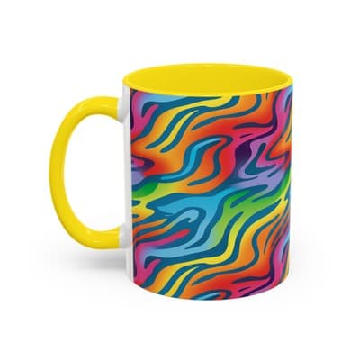 Rainbow Animal Print Mug 11oz 15oz | Fun Coffee Cup | Bold Gift for Color Lovers - Thumbnail 3