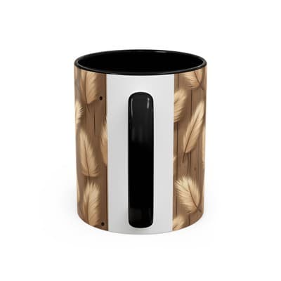 Feather Print Coffee Mug 11oz 15oz | Rustic Calm Gift | Nature Inspired Cup - Thumbnail 4