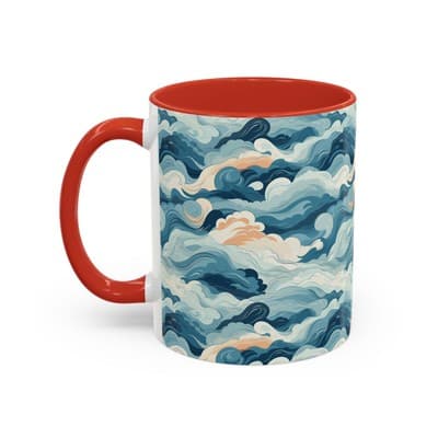 Cloud Pattern Coffee Mug 11oz 15oz | Calm Art Cup for Cozy Moments | Dreamy Gift - Thumbnail 3
