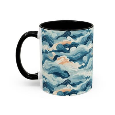 Cloud Pattern Coffee Mug 11oz 15oz | Calm Art Cup for Cozy Moments | Dreamy Gift - Thumbnail 3
