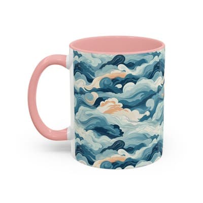 Cloud Pattern Coffee Mug 11oz 15oz | Calm Art Cup for Cozy Moments | Dreamy Gift - Thumbnail 3