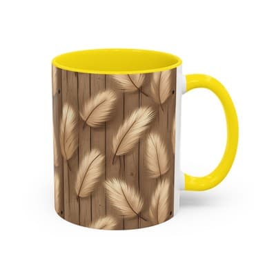 Feather Print Coffee Mug 11oz 15oz | Rustic Calm Gift | Nature Inspired Cup - Thumbnail 2
