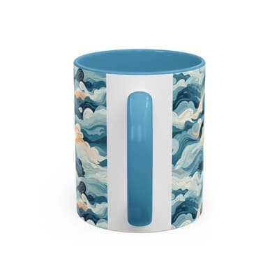 Cloud Pattern Coffee Mug 11oz 15oz | Calm Art Cup for Cozy Moments | Dreamy Gift - Thumbnail 4