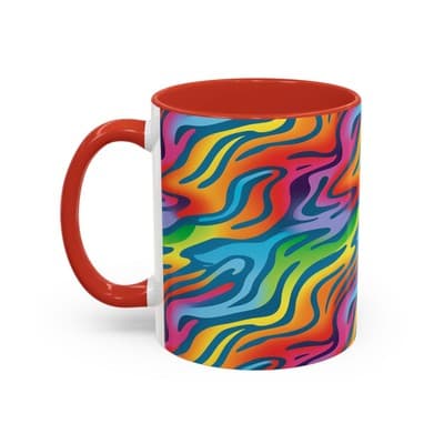 Rainbow Animal Print Mug 11oz 15oz | Fun Coffee Cup | Bold Gift for Color Lovers - Thumbnail 3