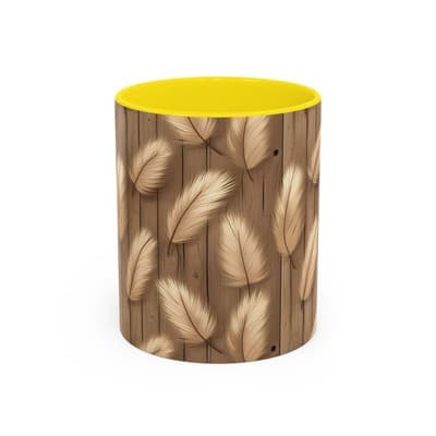 Feather Print Coffee Mug 11oz 15oz | Rustic Calm Gift | Nature Inspired Cup