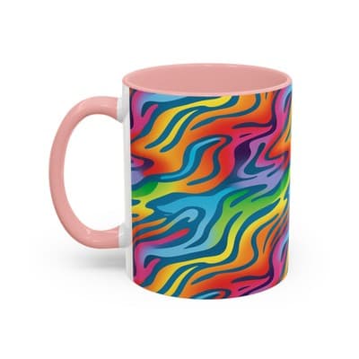 Rainbow Animal Print Mug 11oz 15oz | Fun Coffee Cup | Bold Gift for Color Lovers - Thumbnail 3