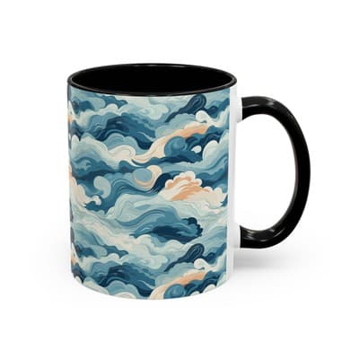 Cloud Pattern Coffee Mug 11oz 15oz | Calm Art Cup for Cozy Moments | Dreamy Gift - Thumbnail 2