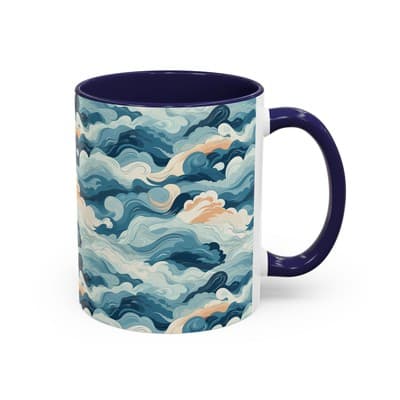 Cloud Pattern Coffee Mug 11oz 15oz | Calm Art Cup for Cozy Moments | Dreamy Gift - Thumbnail 2