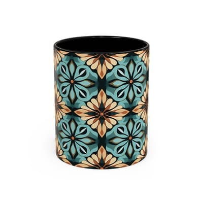 Boho Tile Coffee Mug 11oz 15oz | Artistic Ceramic Cup | Bohemian Kitchen Gift