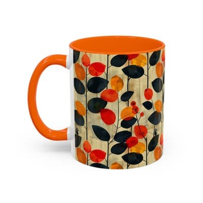 Autumn Leaf Coffee Mug 11oz 15oz Cozy Fall Gift for Nature Lovers Rustic Art Cup - Thumbnail 3