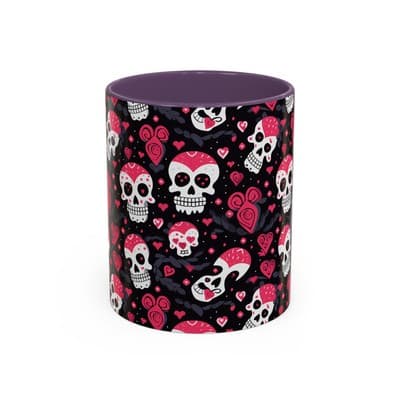 Cute Pink Skull Coffee Mug 11oz 15oz | Gothic Halloween Gift | Fun Goth Cup
