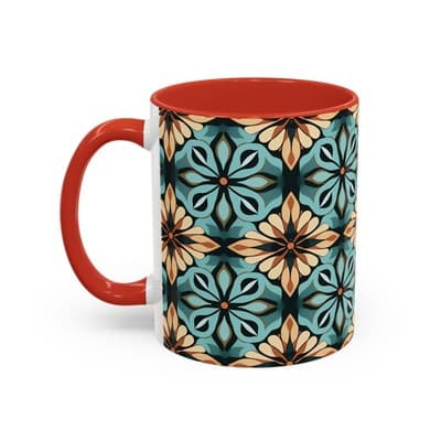 Boho Tile Coffee Mug 11oz 15oz | Artistic Ceramic Cup | Bohemian Kitchen Gift - Thumbnail 3