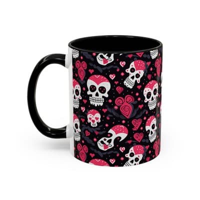 Cute Pink Skull Coffee Mug 11oz 15oz | Gothic Halloween Gift | Fun Goth Cup
