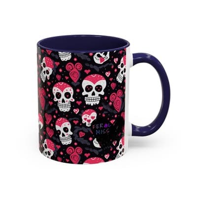 Cute Pink Skull Coffee Mug 11oz 15oz | Gothic Halloween Gift | Fun Goth Cup - Thumbnail 2
