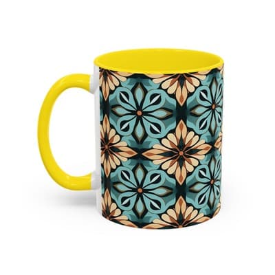 Boho Tile Coffee Mug 11oz 15oz | Artistic Ceramic Cup | Bohemian Kitchen Gift - Thumbnail 3
