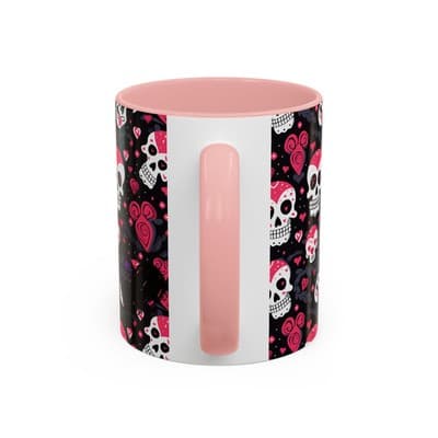 Cute Pink Skull Coffee Mug 11oz 15oz | Gothic Halloween Gift | Fun Goth Cup - Thumbnail 4
