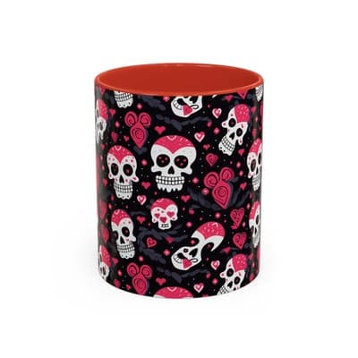 Cute Pink Skull Coffee Mug 11oz 15oz | Gothic Halloween Gift | Fun Goth Cup