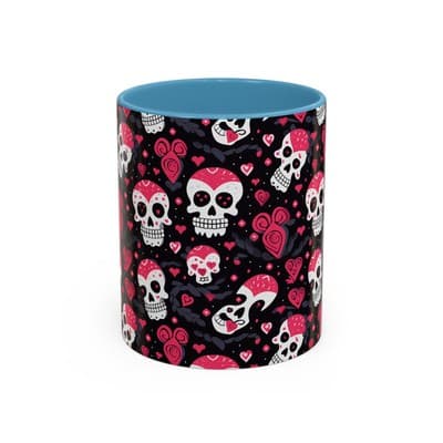 Cute Pink Skull Coffee Mug 11oz 15oz | Gothic Halloween Gift | Fun Goth Cup