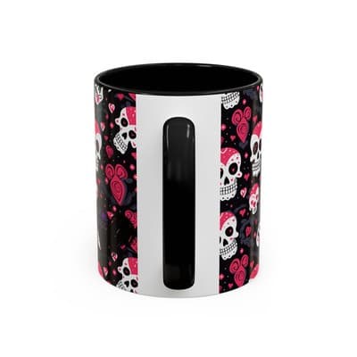 Cute Pink Skull Coffee Mug 11oz 15oz | Gothic Halloween Gift | Fun Goth Cup - Thumbnail 4