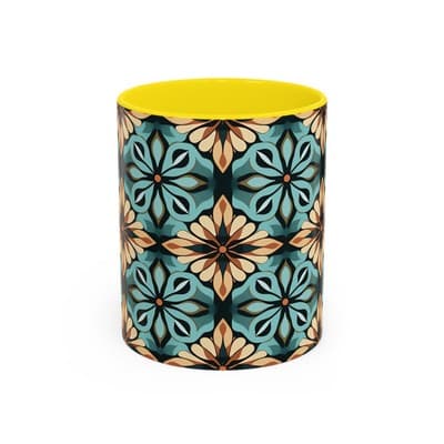 Boho Tile Coffee Mug 11oz 15oz | Artistic Ceramic Cup | Bohemian Kitchen Gift
