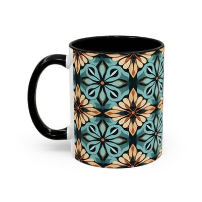 Boho Tile Coffee Mug 11oz 15oz | Artistic Ceramic Cup | Bohemian Kitchen Gift - Thumbnail 3