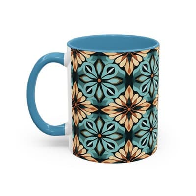 Boho Tile Coffee Mug 11oz 15oz | Artistic Ceramic Cup | Bohemian Kitchen Gift - Thumbnail 3