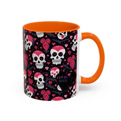 Cute Pink Skull Coffee Mug 11oz 15oz | Gothic Halloween Gift | Fun Goth Cup - Thumbnail 2