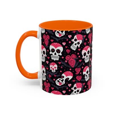 Cute Pink Skull Coffee Mug 11oz 15oz | Gothic Halloween Gift | Fun Goth Cup - Thumbnail 3