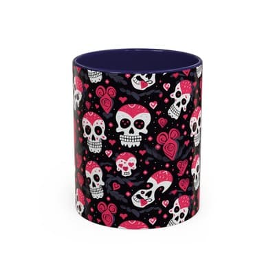 Cute Pink Skull Coffee Mug 11oz 15oz | Gothic Halloween Gift | Fun Goth Cup