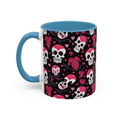 Cute Pink Skull Coffee Mug 11oz 15oz | Gothic Halloween Gift | Fun Goth Cup - Thumbnail 3