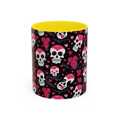 Cute Pink Skull Coffee Mug 11oz 15oz | Gothic Halloween Gift | Fun Goth Cup