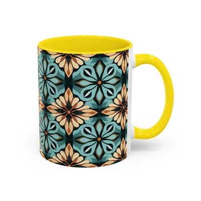 Boho Tile Coffee Mug 11oz 15oz | Artistic Ceramic Cup | Bohemian Kitchen Gift - Thumbnail 2