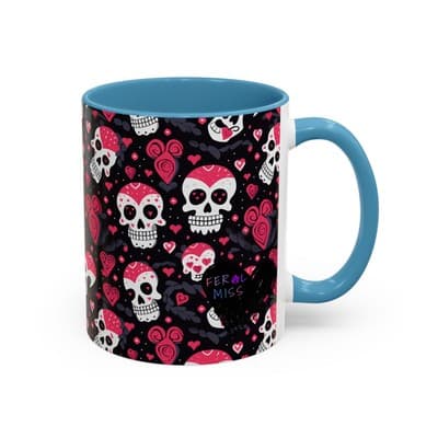 Cute Pink Skull Coffee Mug 11oz 15oz | Gothic Halloween Gift | Fun Goth Cup - Thumbnail 2